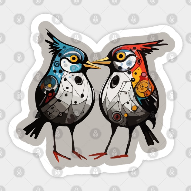 Two birds Sticker by CatCoconut-Art